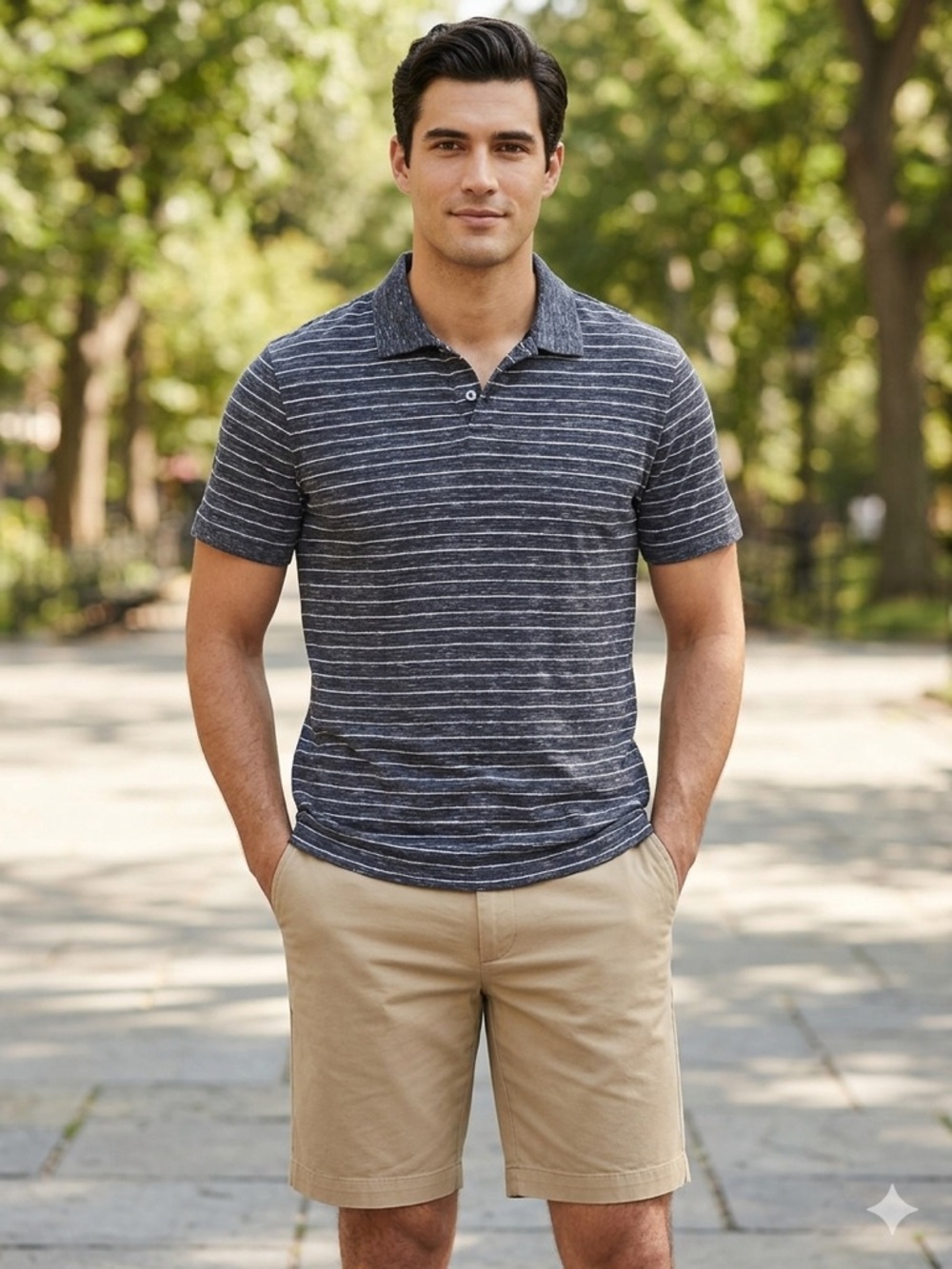 BANANA REPUBLIC SLIM SPACEDYE STRIPED PIQUE POLO SIZE L TALL